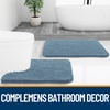 image:imageOLANLY Bathroom Rugs Sets 3 Piece Soft Absorbent Chenille Bath Mats and UShaped Contour Toilet Rug Quick Dry Home Decor Accessories Bath Mat Set for Bathroom 30x2024x1624x20 GreyAiry Blue