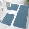 image:imageOLANLY Bathroom Rugs Sets 3 Piece Soft Absorbent Chenille Bath Mats and UShaped Contour Toilet Rug Quick Dry Home Decor Accessories Bath Mat Set for Bathroom 30x2024x1624x20 GreyAiry Blue