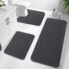 image:imageOLANLY Bathroom Rugs Sets 3 Piece Soft Absorbent Chenille Bath Mats and UShaped Contour Toilet Rug Quick Dry Home Decor Accessories Bath Mat Set for Bathroom 30x2024x1624x20 GreyDark Grey