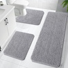 image:imageOLANLY Bathroom Rugs Sets 3 Piece Soft Absorbent Chenille Bath Mats and UShaped Contour Toilet Rug Quick Dry Home Decor Accessories Bath Mat Set for Bathroom 30x2024x1624x20 GreyGrey