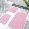 image:imageOLANLY Bathroom Rugs Sets 3 Piece Soft Absorbent Chenille Bath Mats and UShaped Contour Toilet Rug Quick Dry Home Decor Accessories Bath Mat Set for Bathroom 30x2024x1624x20 GreyPink