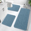 image:imageOLANLY Bathroom Rugs Sets 3 Piece Soft Absorbent Chenille Bath Mats and UShaped Contour Toilet Rug Quick Dry Home Decor Accessories Bath Mat Set for Bathroom 30x2024x1624x20 GreyAiry Blue