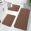 image:imageOLANLY Bathroom Rugs Sets 3 Piece Soft Absorbent Chenille Bath Mats and UShaped Contour Toilet Rug Quick Dry Home Decor Accessories Bath Mat Set for Bathroom 30x2024x1624x20 GreyMocha