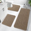 image:imageOLANLY Bathroom Rugs Sets 3 Piece Soft Absorbent Chenille Bath Mats and UShaped Contour Toilet Rug Quick Dry Home Decor Accessories Bath Mat Set for Bathroom 30x2024x1624x20 GreyTan