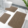image:imageOLANLY Bathroom Rugs Sets 3 Piece Soft Absorbent Chenille Bath Mats and UShaped Contour Toilet Rug Quick Dry Home Decor Accessories Bath Mat Set for Bathroom 30x2024x1624x20 GreyTan