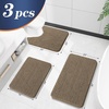 image:imageOLANLY Bathroom Rugs Sets 3 Piece Soft Absorbent Chenille Bath Mats and UShaped Contour Toilet Rug Quick Dry Home Decor Accessories Bath Mat Set for Bathroom 30x2024x1624x20 GreyTan
