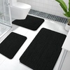 image:imageOLANLY Bathroom Rugs Sets 3 Piece Soft Absorbent Chenille Bath Mats and UShaped Contour Toilet Rug Quick Dry Home Decor Accessories Bath Mat Set for Bathroom 30x2024x1624x20 GreyBlack