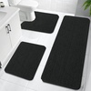 image:imageOLANLY Bathroom Rugs Sets 3 Piece Soft Absorbent Chenille Bath Mats and UShaped Contour Toilet Rug Quick Dry Home Decor Accessories Bath Mat Set for Bathroom 30x2024x1624x20 GreyBlack
