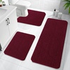 image:imageOLANLY Bathroom Rugs Sets 3 Piece Soft Absorbent Chenille Bath Mats and UShaped Contour Toilet Rug Quick Dry Home Decor Accessories Bath Mat Set for Bathroom 30x2024x1624x20 GreyBurgundy