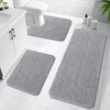 image:imageOLANLY Bathroom Rugs Sets 3 Piece Soft Absorbent Chenille Bath Mats and UShaped Contour Toilet Rug Quick Dry Home Decor Accessories Bath Mat Set for Bathroom 30x2024x1624x20 GreyLight Grey