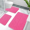 image:imageOLANLY Bathroom Rugs Sets 3 Piece Soft Absorbent Chenille Bath Mats and UShaped Contour Toilet Rug Quick Dry Home Decor Accessories Bath Mat Set for Bathroom 30x2024x1624x20 GreyHot Pink
