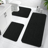 image:imageOLANLY Bathroom Rugs Sets 3 Piece Soft Absorbent Chenille Bath Mats and UShaped Contour Toilet Rug Quick Dry Home Decor Accessories Bath Mat Set for Bathroom 30x2024x1624x20 GreyBlack