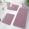 image:imageOLANLY Bathroom Rugs Sets 3 Piece Soft Absorbent Chenille Bath Mats and UShaped Contour Toilet Rug Quick Dry Home Decor Accessories Bath Mat Set for Bathroom 30x2024x1624x20 GreyDeep Plum