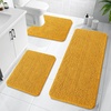 image:imageOLANLY Bathroom Rugs Sets 3 Piece Soft Absorbent Chenille Bath Mats and UShaped Contour Toilet Rug Quick Dry Home Decor Accessories Bath Mat Set for Bathroom 30x2024x1624x20 GreyGolden Yellow