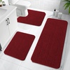 image:imageOLANLY Bathroom Rugs Sets 3 Piece Soft Absorbent Chenille Bath Mats and UShaped Contour Toilet Rug Quick Dry Home Decor Accessories Bath Mat Set for Bathroom 30x2024x1624x20 GreyRed