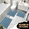 image:imageOLANLY Thick Bathroom Rugs Sets 2 Piece Soft Absorbent Chenille Striped Bath Mats and UShaped Contour Toilet Rug Machine Washable Bath Carpet Home Decor Accessories30x2024x20 GreyAiry Blue