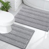 image:imageOLANLY Thick Bathroom Rugs Sets 2 Piece Soft Absorbent Chenille Striped Bath Mats and UShaped Contour Toilet Rug Machine Washable Bath Carpet Home Decor Accessories30x2024x20 GreyLight Grey