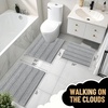 image:imageOLANLY Thick Bathroom Rugs Sets 2 Piece Soft Absorbent Chenille Striped Bath Mats and UShaped Contour Toilet Rug Machine Washable Bath Carpet Home Decor Accessories30x2024x20 GreyLight Grey