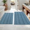image:imageOLANLY Thick Bathroom Rugs Sets 2 Piece Soft Absorbent Chenille Striped Bath Mats and UShaped Contour Toilet Rug Machine Washable Bath Carpet Home Decor Accessories30x2024x20 GreyAiry Blue