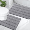 image:imageOLANLY Thick Bathroom Rugs Sets 2 Piece Soft Absorbent Chenille Striped Bath Mats and UShaped Contour Toilet Rug Machine Washable Bath Carpet Home Decor Accessories30x2024x20 GreyGrey