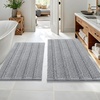 image:imageOLANLY Thick Bathroom Rugs Sets 2 Piece Soft Absorbent Chenille Striped Bath Mats and UShaped Contour Toilet Rug Machine Washable Bath Carpet Home Decor Accessories30x2024x20 GreyLight Grey