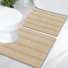 image:imageOLANLY Thick Bathroom Rugs Sets 2 Piece Soft Absorbent Chenille Striped Bath Mats and UShaped Contour Toilet Rug Machine Washable Bath Carpet Home Decor Accessories30x2024x20 GreyBeige