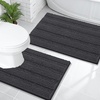 image:imageOLANLY Thick Bathroom Rugs Sets 2 Piece Soft Absorbent Chenille Striped Bath Mats and UShaped Contour Toilet Rug Machine Washable Bath Carpet Home Decor Accessories30x2024x20 GreyDark Grey
