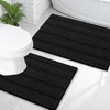 image:imageOLANLY Thick Bathroom Rugs Sets 2 Piece Soft Absorbent Chenille Striped Bath Mats and UShaped Contour Toilet Rug Machine Washable Bath Carpet Home Decor Accessories30x2024x20 GreyBlack