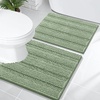 image:imageOLANLY Thick Bathroom Rugs Sets 2 Piece Soft Absorbent Chenille Striped Bath Mats and UShaped Contour Toilet Rug Machine Washable Bath Carpet Home Decor Accessories30x2024x20 GreySage Green
