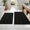 image:imageOLANLY Thick Bathroom Rugs Sets 2 Piece Soft Absorbent Chenille Striped Bath Mats and UShaped Contour Toilet Rug Machine Washable Bath Carpet Home Decor Accessories30x2024x20 GreyBlack