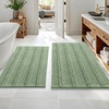 image:imageOLANLY Thick Bathroom Rugs Sets 2 Piece Soft Absorbent Chenille Striped Bath Mats and UShaped Contour Toilet Rug Machine Washable Bath Carpet Home Decor Accessories30x2024x20 GreySage Green