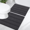 image:imageOLANLY Thick Bathroom Rugs Sets 2 Piece Soft Absorbent Chenille Striped Bath Mats and UShaped Contour Toilet Rug Machine Washable Bath Carpet Home Decor Accessories30x2024x20 GreyDark Grey