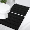 image:imageOLANLY Thick Bathroom Rugs Sets 2 Piece Soft Absorbent Chenille Striped Bath Mats and UShaped Contour Toilet Rug Machine Washable Bath Carpet Home Decor Accessories30x2024x20 GreyBlack