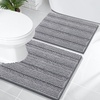 image:imageOLANLY Thick Bathroom Rugs Sets 2 Piece Soft Absorbent Chenille Striped Bath Mats and UShaped Contour Toilet Rug Machine Washable Bath Carpet Home Decor Accessories30x2024x20 GreyGrey