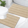 image:imageOLANLY Thick Bathroom Rugs Sets 2 Piece Soft Absorbent Chenille Striped Bath Mats and UShaped Contour Toilet Rug Machine Washable Bath Carpet Home Decor Accessories30x2024x20 GreyBeige