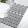 image:imageOLANLY Thick Bathroom Rugs Sets 2 Piece Soft Absorbent Chenille Striped Bath Mats and UShaped Contour Toilet Rug Machine Washable Bath Carpet Home Decor Accessories30x2024x20 GreyLight Grey
