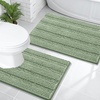 image:imageOLANLY Thick Bathroom Rugs Sets 2 Piece Soft Absorbent Chenille Striped Bath Mats and UShaped Contour Toilet Rug Machine Washable Bath Carpet Home Decor Accessories30x2024x20 GreySage Green