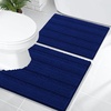 image:imageOLANLY Thick Bathroom Rugs Sets 2 Piece Soft Absorbent Chenille Striped Bath Mats and UShaped Contour Toilet Rug Machine Washable Bath Carpet Home Decor Accessories30x2024x20 GreyNavy