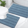 image:imageOLANLY Thick Bathroom Rugs Sets 2 Piece Soft Absorbent Chenille Striped Bath Mats and UShaped Contour Toilet Rug Machine Washable Bath Carpet Home Decor Accessories30x2024x20 GreyAiry Blue