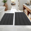 image:imageOLANLY Thick Bathroom Rugs Sets 2 Piece Soft Absorbent Chenille Striped Bath Mats and UShaped Contour Toilet Rug Machine Washable Bath Carpet Home Decor Accessories30x2024x20 GreyDark Grey
