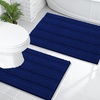 image:imageOLANLY Thick Bathroom Rugs Sets 2 Piece Soft Absorbent Chenille Striped Bath Mats and UShaped Contour Toilet Rug Machine Washable Bath Carpet Home Decor Accessories30x2024x20 GreyNavy