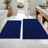 image:imageOLANLY Thick Bathroom Rugs Sets 2 Piece Soft Absorbent Chenille Striped Bath Mats and UShaped Contour Toilet Rug Machine Washable Bath Carpet Home Decor Accessories30x2024x20 GreyNavy