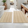 image:imageOLANLY Thick Bathroom Rugs Sets 2 Piece Soft Absorbent Chenille Striped Bath Mats and UShaped Contour Toilet Rug Machine Washable Bath Carpet Home Decor Accessories30x2024x20 GreyBeige
