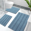 image:imageOLANLY Thick Bathroom Rugs Sets 3 Piece Absorbent Chenille Striped Bath Mats and UShaped Contour Toilet Rug Home Decor Accessories Bath Mat Set for Bathroom 30x2024x1624x20 GreyAiry Blue