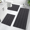 image:imageOLANLY Thick Bathroom Rugs Sets 3 Piece Absorbent Chenille Striped Bath Mats and UShaped Contour Toilet Rug Home Decor Accessories Bath Mat Set for Bathroom 30x2024x1624x20 GreyDark Grey