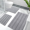 image:imageOLANLY Thick Bathroom Rugs Sets 3 Piece Absorbent Chenille Striped Bath Mats and UShaped Contour Toilet Rug Home Decor Accessories Bath Mat Set for Bathroom 30x2024x1624x20 GreyLight Grey