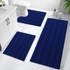 image:imageOLANLY Thick Bathroom Rugs Sets 3 Piece Absorbent Chenille Striped Bath Mats and UShaped Contour Toilet Rug Home Decor Accessories Bath Mat Set for Bathroom 30x2024x1624x20 GreyNavy