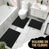 image:imageOLANLY Thick Bathroom Rugs Sets 3 Piece Absorbent Chenille Striped Bath Mats and UShaped Contour Toilet Rug Home Decor Accessories Bath Mat Set for Bathroom 30x2024x1624x20 GreyBlack