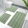 image:imageOLANLY Thick Bathroom Rugs Sets 3 Piece Absorbent Chenille Striped Bath Mats and UShaped Contour Toilet Rug Home Decor Accessories Bath Mat Set for Bathroom 30x2024x1624x20 GreySage Green