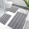 image:imageOLANLY Thick Bathroom Rugs Sets 3 Piece Absorbent Chenille Striped Bath Mats and UShaped Contour Toilet Rug Home Decor Accessories Bath Mat Set for Bathroom 30x2024x1624x20 GreyGrey